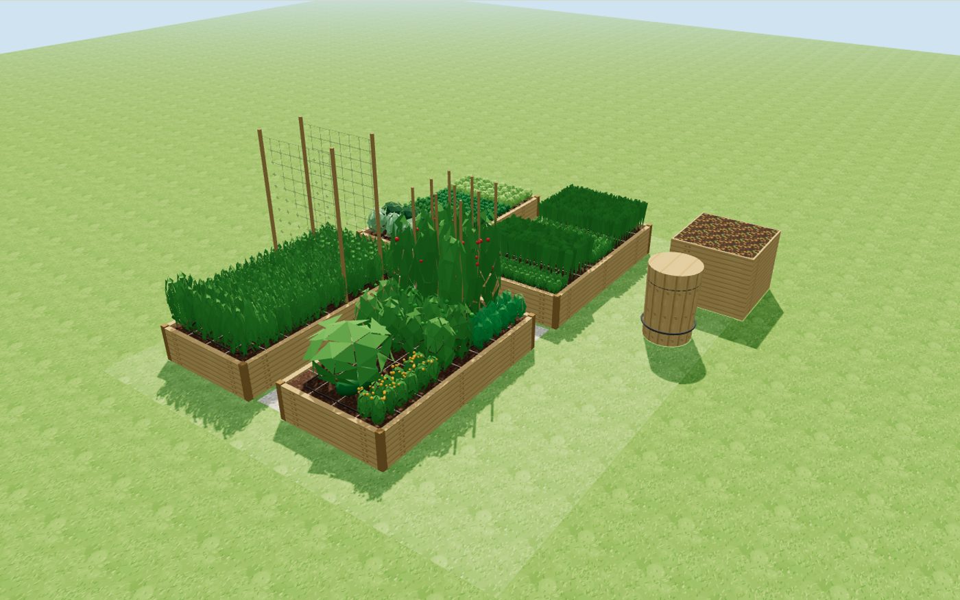 The same garden in the 3D view